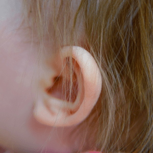 close up of baby's ear