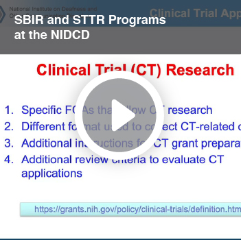 Video titled SBIR and STTR Programs at the NIDCD.