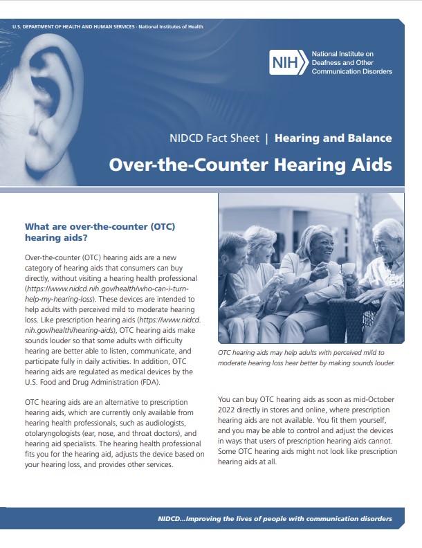 Thumbnail of fact sheet titled, Over-the-Counter Hearing Aids.