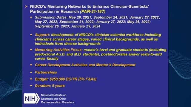 Video titled NIDCD's NEW Diversity and Clinician-Scientists Programs.